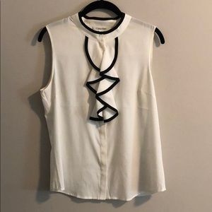 Black and White Ruffle Blouse